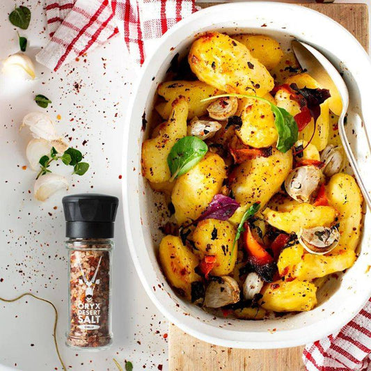 Clementine, Herb & Garlic Roasted Potatoes - featured