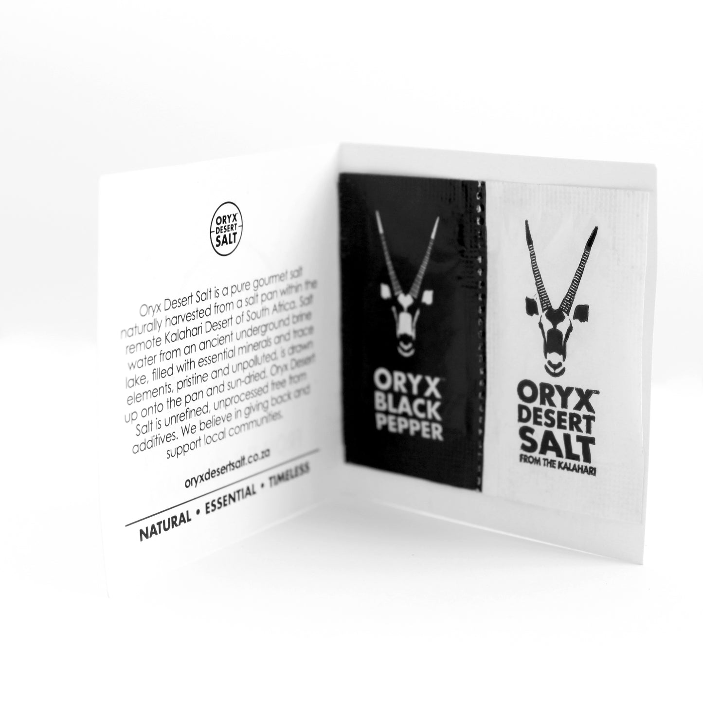 S626 - Dual salt & pepper sachets in info booklet / 750